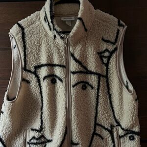 Monki Cream and Black Sherpa Vest